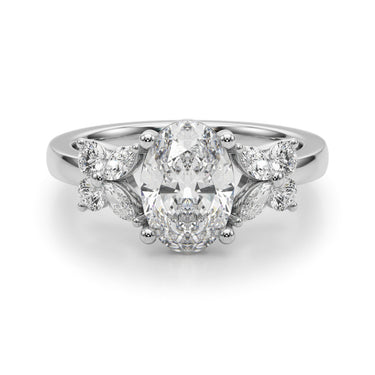 Floral Oval Engagement Ring – Oval Lab Diamond Engagement Ring in 18K Gold | Just Brilliant – lifestyle view