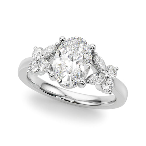 Floral Oval Engagement Ring