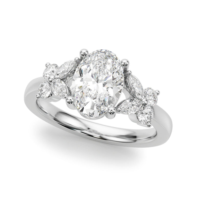 Floral Oval Engagement Ring – Marquise Lab Diamond Engagement Ring in 18K Gold | Just Brilliant