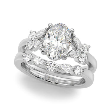 Floral Oval Engagement Ring – Oval Lab Diamond Engagement Ring in 18K Gold | Just Brilliant – close-up view