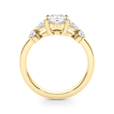 Floral Oval Engagement Ring – Oval Lab Diamond Engagement Ring in 18K Gold | Just Brilliant – angle view
