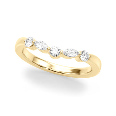 Alternating Round & Marquise Wedding Band – Marquise Lab Diamond Wedding Band in 18K Gold | Just Brilliant – close-up view
