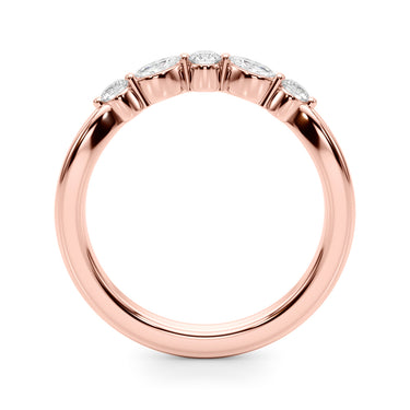 Alternating Round & Marquise Wedding Band – Marquise Lab Diamond Wedding Band in 18K Gold | Just Brilliant – angle view