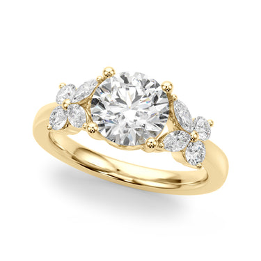 Floral Round Engagement Ring – Round Lab Diamond Engagement Ring in 18K Gold | Just Brilliant – side view