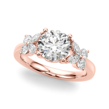 Floral Round Engagement Ring – Round Lab Diamond Engagement Ring in 18K Gold | Just Brilliant – view 9