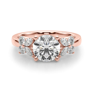 Floral Round Engagement Ring – Round Lab Diamond Engagement Ring in 18K Gold | Just Brilliant – view 12