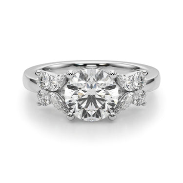 Floral Round Engagement Ring – Round Lab Diamond Engagement Ring in 18K Gold | Just Brilliant – lifestyle view