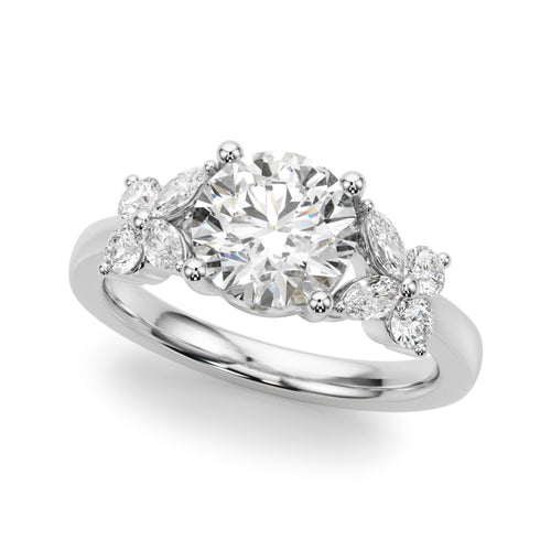 Floral Round Engagement Ring