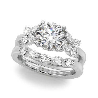 Floral Round Engagement Ring – Round Lab Diamond Engagement Ring in 18K Gold | Just Brilliant – close-up view