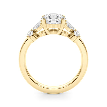 Floral Round Engagement Ring – Round Lab Diamond Engagement Ring in 18K Gold | Just Brilliant – angle view