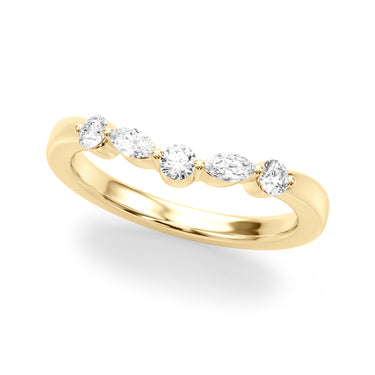 Alternating Round & Marquise Wedding Band – Marquise Lab Diamond Wedding Band in 18K Gold | Just Brilliant – close-up view