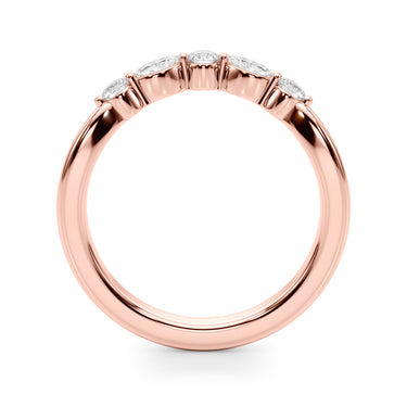 Alternating Round & Marquise Wedding Band – Marquise Lab Diamond Wedding Band in 18K Gold | Just Brilliant – angle view