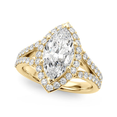 Split Shank Marquise Halo Engagement Ring – Marquise Lab Diamond Engagement Ring in 18K Gold | Just Brilliant – side view