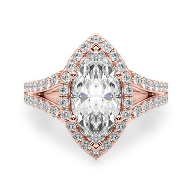 Split Shank Marquise Halo Engagement Ring – Marquise Lab Diamond Engagement Ring in 18K Gold | Just Brilliant – view 12