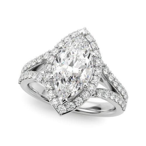 Split Shank Marquise Halo Engagement Ring