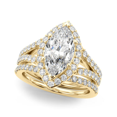 Split Shank Marquise Halo Engagement Ring – Marquise Lab Diamond Engagement Ring in 18K Gold | Just Brilliant – view 7
