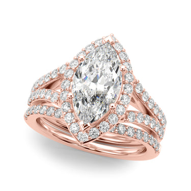 Split Shank Marquise Halo Engagement Ring – Marquise Lab Diamond Engagement Ring in 18K Gold | Just Brilliant – view 11