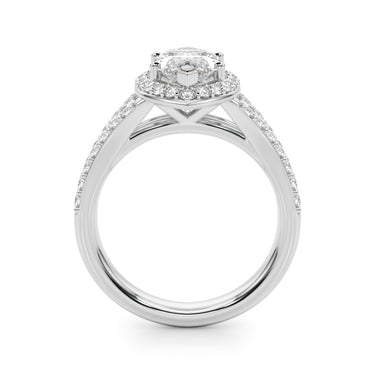 Split Shank Marquise Halo Engagement Ring – Marquise Lab Diamond Engagement Ring in 18K Gold | Just Brilliant – detail view