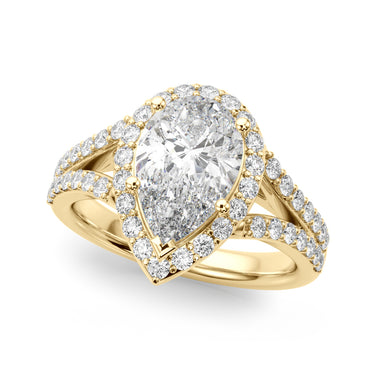 Split Shank Pear Halo Engagement Ring – Pear-Shaped Lab Diamond Engagement Ring in 18K Gold | Just Brilliant – side view
