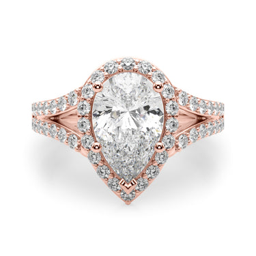 Split Shank Pear Halo Engagement Ring – Pear-Shaped Lab Diamond Engagement Ring in 18K Gold | Just Brilliant – view 12
