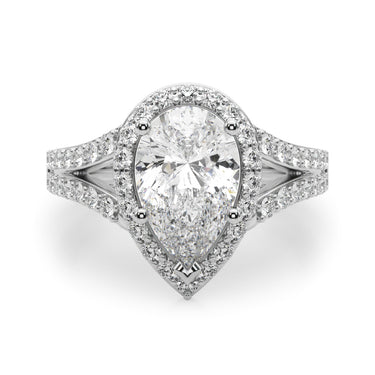 Split Shank Pear Halo Engagement Ring – Pear-Shaped Lab Diamond Engagement Ring in 18K Gold | Just Brilliant – lifestyle view