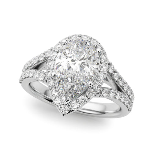 Split Shank Pear Halo Engagement Ring