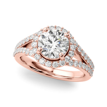 Split Shank Round Halo Engagement Ring – Round Lab Diamond Engagement Ring in 18K Gold | Just Brilliant – view 9