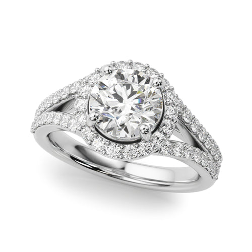Split Shank Round Halo Engagement Ring