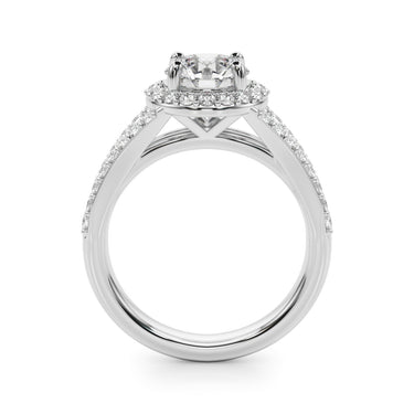 Split Shank Round Halo Engagement Ring – Round Lab Diamond Engagement Ring in 18K Gold | Just Brilliant – detail view