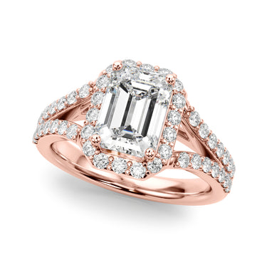Split Shank Emerald Cut Halo Engagement Ring – Emerald Cut Emerald Engagement Ring in 18K Gold | Just Brilliant – view 9
