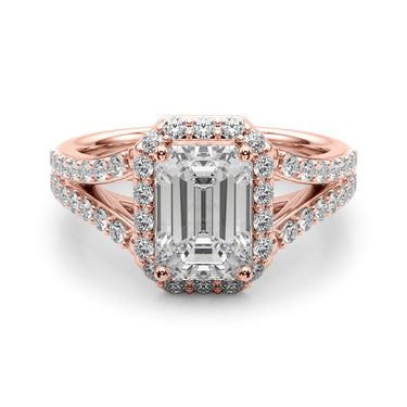 Split Shank Emerald Cut Halo Engagement Ring – Emerald Cut Emerald Engagement Ring in 18K Gold | Just Brilliant – view 12
