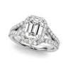 Split Shank Emerald Cut Halo Engagement Ring – Emerald Cut Emerald & Lab Diamond Engagement Ring in 18K Gold | Just Brilliant