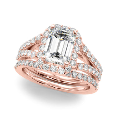 Split Shank Emerald Cut Halo Engagement Ring – Emerald Cut Emerald Engagement Ring in 18K Gold | Just Brilliant – view 11