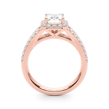 Split Shank Emerald Cut Halo Engagement Ring – Emerald Cut Emerald Engagement Ring in 18K Gold | Just Brilliant – view 10