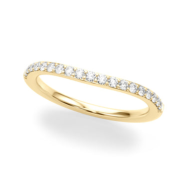 Curved Wedding Band – Lab Diamond Wedding Band in 18K Gold | Just Brilliant – close-up view