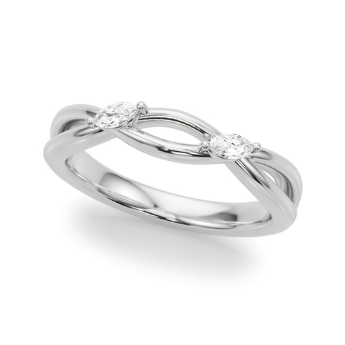 Crossing Diamond Wedding Band