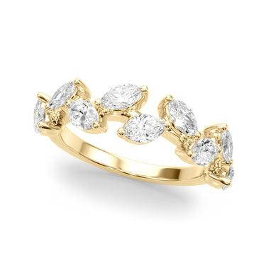 Nature Inspired Wedding Band – Lab Diamond Wedding Band in 18K Gold | Just Brilliant – close-up view
