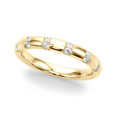 Contemporary Wedding Band – Lab Diamond Wedding Band in 18K Gold | Just Brilliant – close-up view