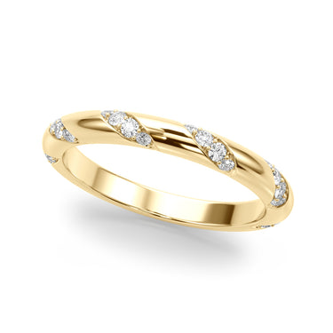 Diamond Accented Wedding Band – Lab Diamond Wedding Band in 18K Gold | Just Brilliant – close-up view