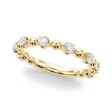 Alternating Bead & Diamond Wedding Band – Lab Diamond Wedding Band in 18K Gold | Just Brilliant – close-up view