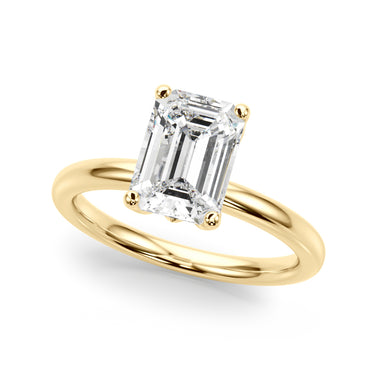 Floral Emerald Cut Engagement Ring – Emerald Cut Emerald Engagement Ring in 18K Gold | Just Brilliant – angle view