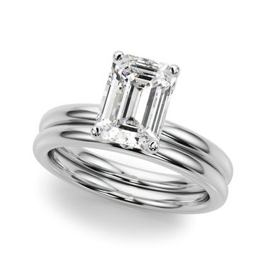 Floral Emerald Cut Engagement Ring – Emerald Cut Emerald Engagement Ring in 18K Gold | Just Brilliant – close-up view