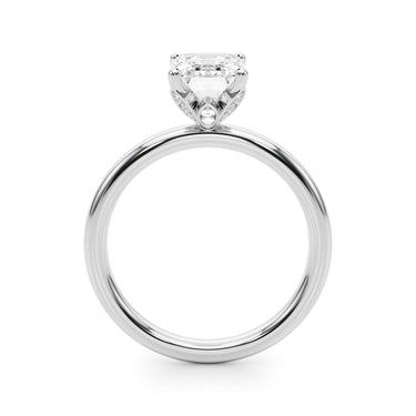 Floral Emerald Cut Engagement Ring – Emerald Cut Emerald Engagement Ring in 18K Gold | Just Brilliant – detail view