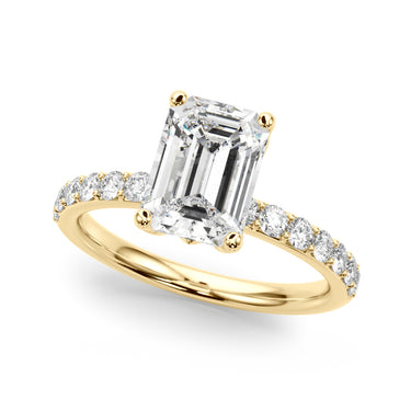 Floral Emerald Cut Engagement Ring – Emerald Cut Emerald Engagement Ring in 18K Gold | Just Brilliant – angle view
