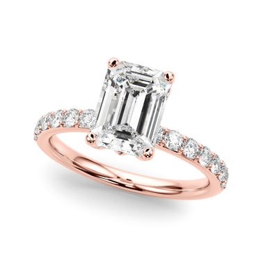Floral Emerald Cut Engagement Ring – Emerald Cut Emerald Engagement Ring in 18K Gold | Just Brilliant – view 10