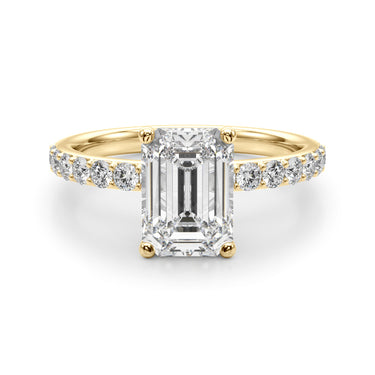 Floral Emerald Cut Engagement Ring – Emerald Cut Emerald Engagement Ring in 18K Gold | Just Brilliant – view 9