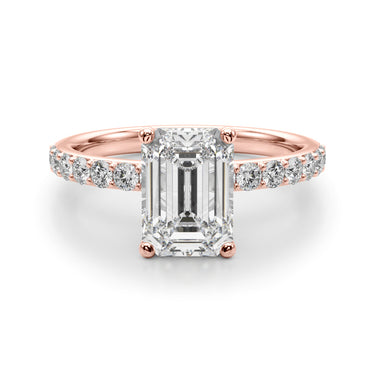 Floral Emerald Cut Engagement Ring – Emerald Cut Emerald Engagement Ring in 18K Gold | Just Brilliant – view 13