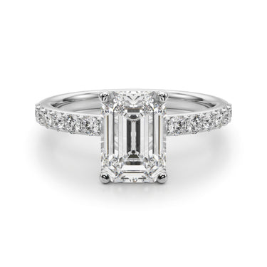 Floral Emerald Cut Engagement Ring – Emerald Cut Emerald Engagement Ring in 18K Gold | Just Brilliant – lifestyle view