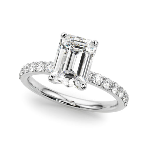 Floral Emerald Cut Engagement Ring