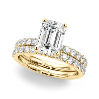 Floral Emerald Cut Engagement Ring – Emerald Cut Emerald Engagement Ring in 18K Gold | Just Brilliant – view 8